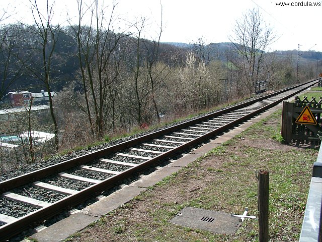 Cordula's Web. Railway track to the Dechenhoehle Cavern near Iserlohn, Germany.