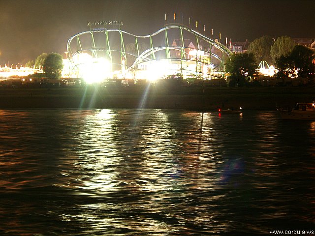 Cordula's Web. Roller Coaster by Night, Kirmes am Rhein, Duesseldorf.