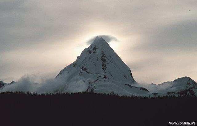 Cordula's Web. NOAA. Sharp Mountain Peak with Cloud, Alaska Southeast.