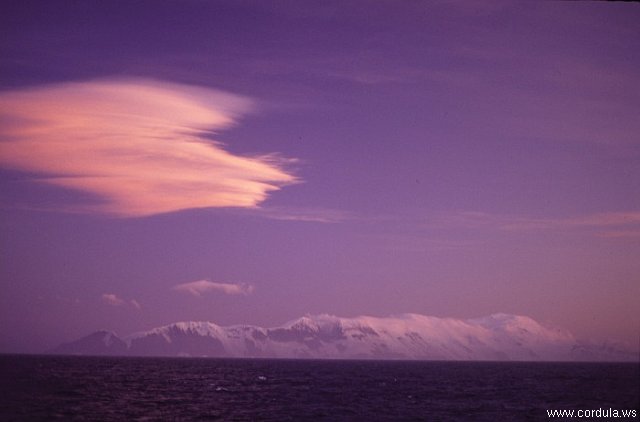 Cordula's Web. NOAA. Pink Skies over Icy Mountains.