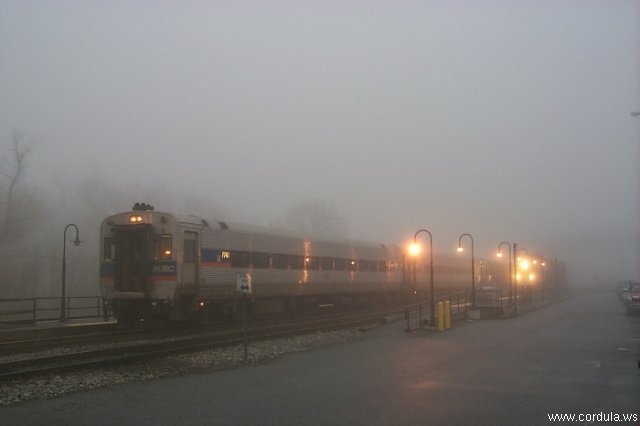 Cordula's Web. NOAA. MARC Commuter Train in the Fog, Point of Rocks, Maryland.