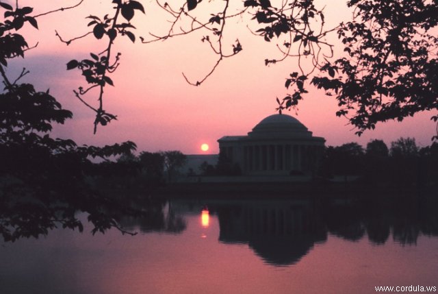 Cordula's Web. NOAA. Sunset reflecting off the water at the Jefferson Memorial.