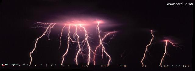 Cordula's Web. NOAA. Lightning strokes, Norman, Oklahoma.