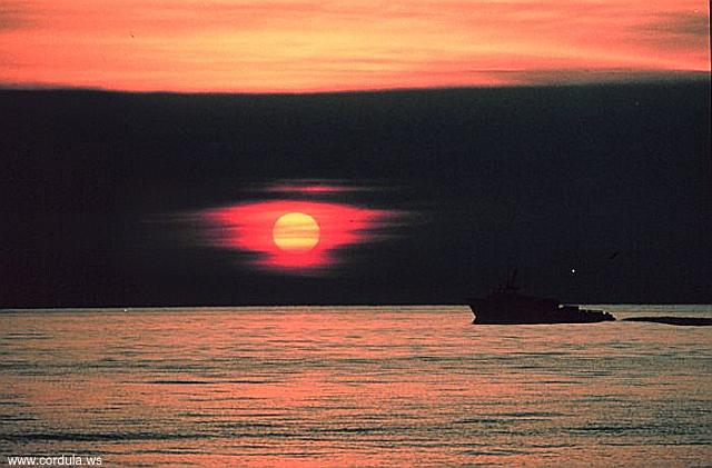 Cordula's Web. NOAA. Gulf of Mexico sunset. Offshore of Cameron.