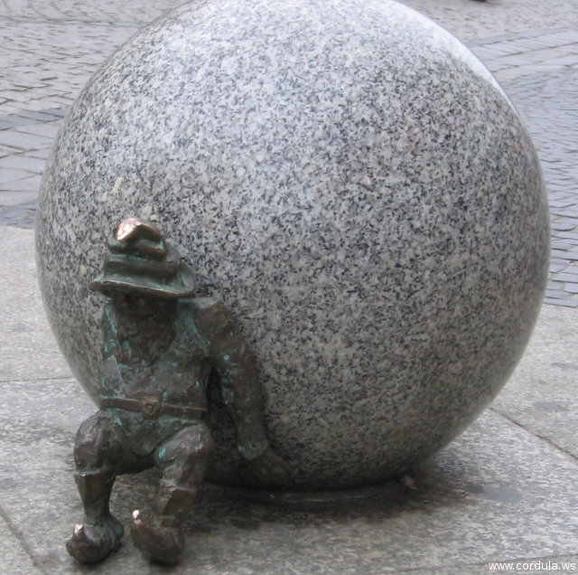 Cordula's Web. Wikicommons. Dwarf as Sisyphus, Poland, Wroclaw. Swidnicka Street.